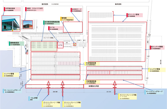 苫小牧国際コンテナターミナル株式会社 平面図 アクセス 苫小牧国際コンテナターミナル株式会社 平面図 アクセス